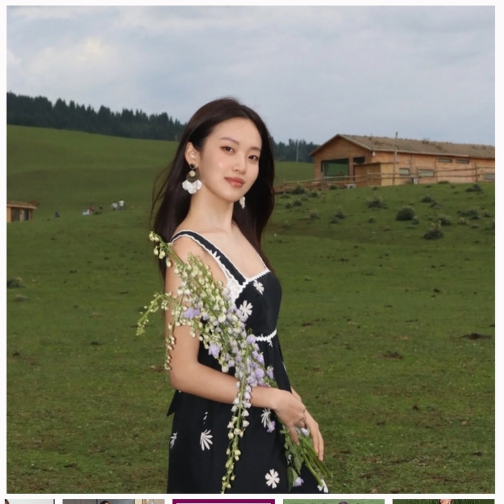 Zara Printed Knotted Midi Dress Black Ecru SS24 Women’s Size M - Picture 7 of 9